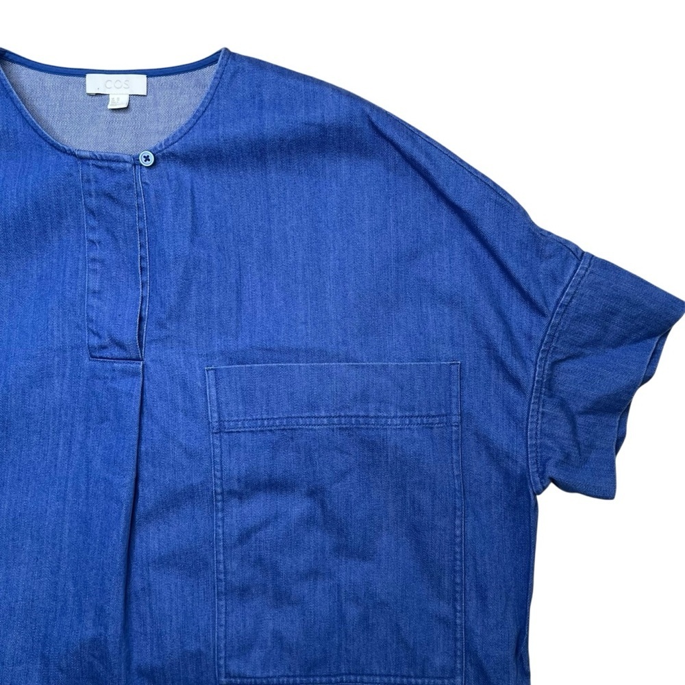 COS Oversized Boxy Denim Blue Cotton Mini Dress with Pockets Size XS - Picture 4 of 12